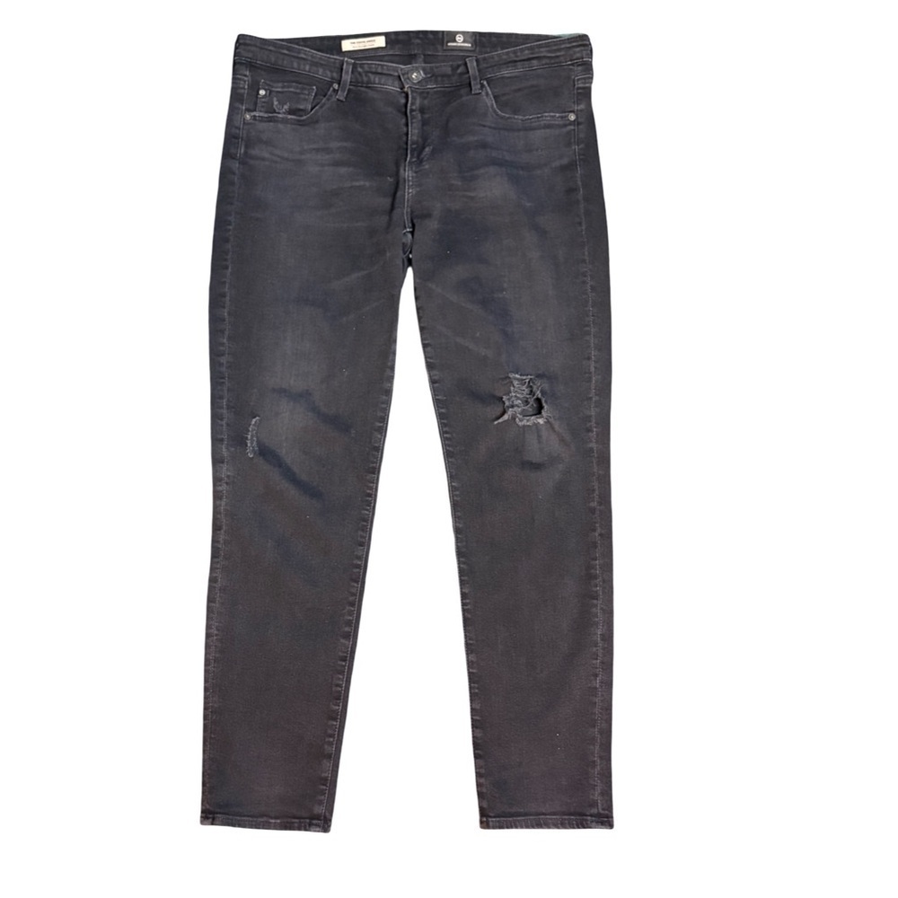 AG Adriano Goldschmeid Stevie Ankle Slim Straight Faded Black Distressed Size 31